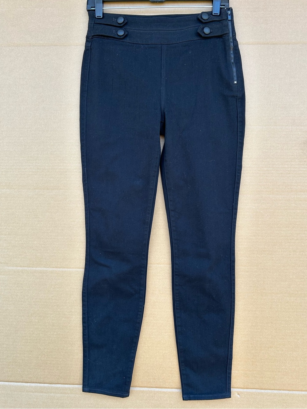WHBM Sailor Pants Skinny Extra High Rise Side Zip 4 Black Office Career Polished